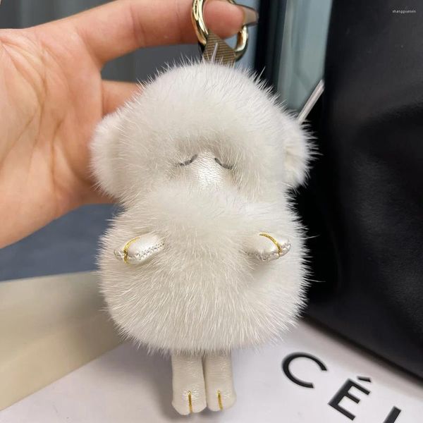 Porte-clés 2024 Tendance Véritable Porte-clés Femmes Mignon Dormir Mouton Pendentif Métal Voiture Porte-clés Sac Charmes Ornement Bijoux Bibelot Cadeaux