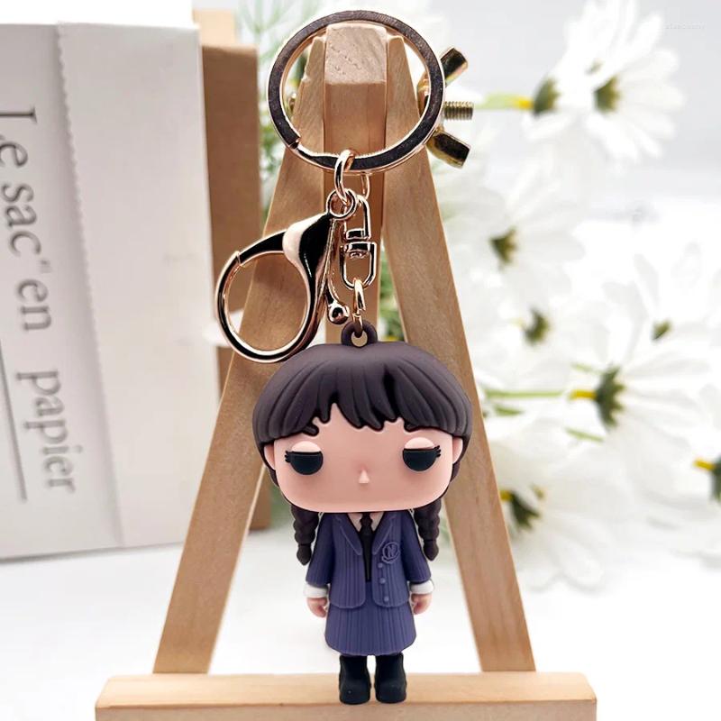 Keychains 2024 mercredi silice gel 3d keychain Car Pendant Cute Q Version Mercredi Addams Chaîne de clés ACCESSOIRES POUR FEMMES DES FEMMES GADE