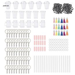 Sleutelhangers 204 stks Mini Cup Sleutelhanger Kit Bubble Tea Hanger Charm D0LC