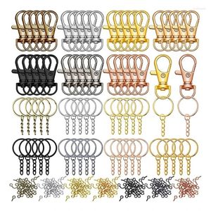 Sleutelhangers 20CF 350 Stuks Sleutelhanger Ringen Met Sprong En Schroef Eye Pins Bulk Kreeft Sluitingen Voor DIY Ambachten Sieraden vinden 7 Kleur