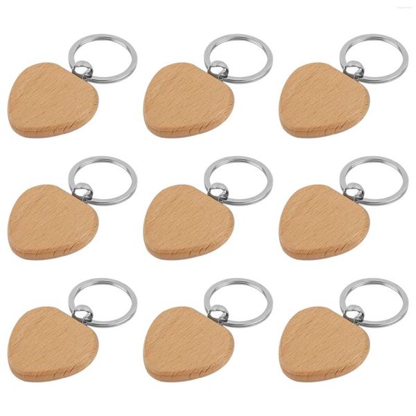 Porte-clés 20 pièces coeur blanc porte-clés en bois bricolage Promotion pendentif porte-clés en bois porte-clés étiquettes cadeaux promotionnels