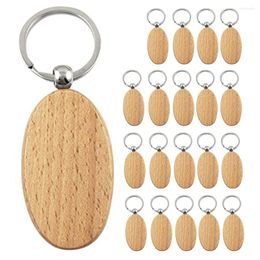 Porte-clés 20pcs porte-clés en bois vierge bricolage étiquettes en bois cadeaux jaune ovale