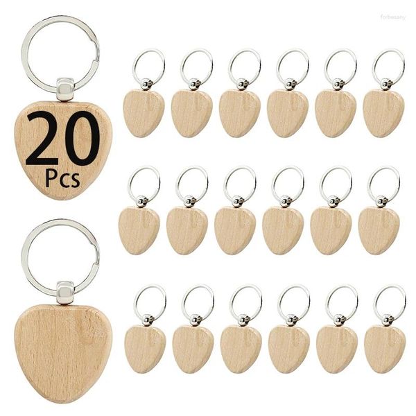 Llaveros 20pcs DIY Llavero de madera en blanco Llavero de corazón