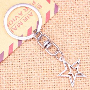 Sleutelhangers 20 stks Mode Sleutelhanger 23x20mm Ster Pentagram Hangers DIY Mannen Sieraden Auto Sleutelhanger Ring Houder souvenir Voor Gift