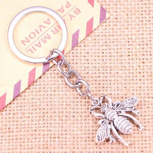 Porte-clés 20pcs mode porte-clés 26x25mm abeille bug pendentifs bricolage hommes bijoux voiture porte-clés porte-anneau souvenir pour cadeau