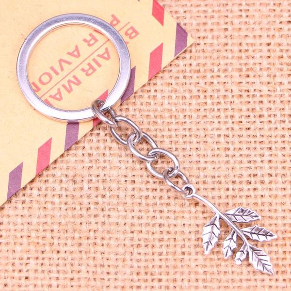 Keychains 20pcs mode Keychain 32x17mm feuilles ramifications Connecteur Pendentif Diy Men Bijoux Car Key Chain Chain Ring Holder Souvenir pour cadeau