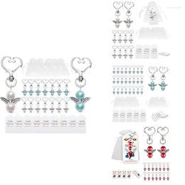 Keychains 20 stcs Guardian Angel Keychain Wedding Doop Mini Keepsake Wings Pendant Decoratieve sieraden