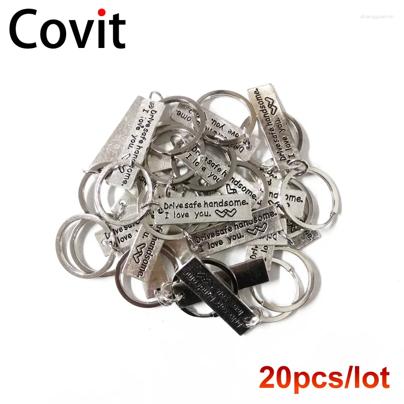 Chaveiros 20 Pçs/lote Moda Keychians para Mulheres Homens Drive Seguro Bonito.Eu te amo.Chaveiros de metal faça você mesmo, joias para presente de amantes de marido