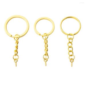 Porte-clés 20pcs / lot Ouverture d'or / Keycahin plat Porte-clés suspendu avec oeil de mouton pour bijoux en gros