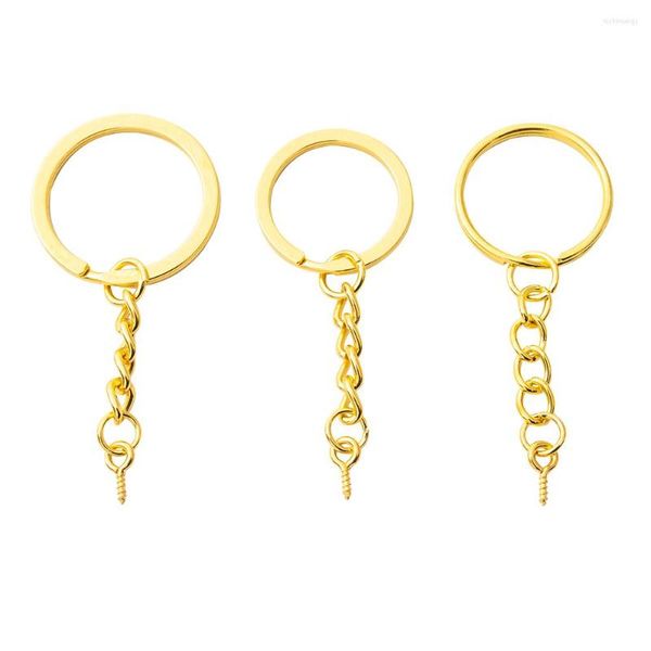 Porte-clés 20pcs / lot Ouverture d'or / Keycahin plat Porte-clés suspendu avec oeil de mouton pour bijoux en gros