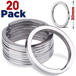 Porte-clés 20pcs argent plaqué métal blanc porte-clés porte-clés anneau fendu porte-clés porte-clés anneaux femmes hommes bricolage chaîne accessoires