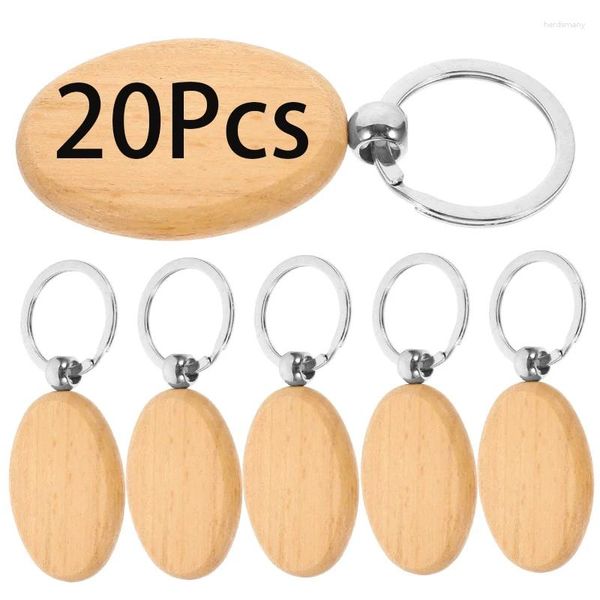 Porte-clés 20pcs porte-clés en bois vierge en bois inachevé