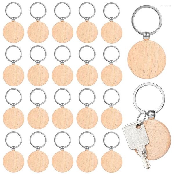 Llaveros 20 unids Llavero de madera en blanco Redondo Madera en blanco para manualidades personalizadas DIY Colgantes de Navidad Etiquetas para mascotas