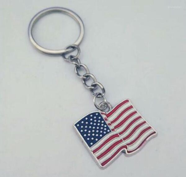 Porte-clés 25mm porte-clés chaîne en métal porte-clés bijoux drapeau américain femmes hommes support de voiture Souvenir pour cadeau Enek22