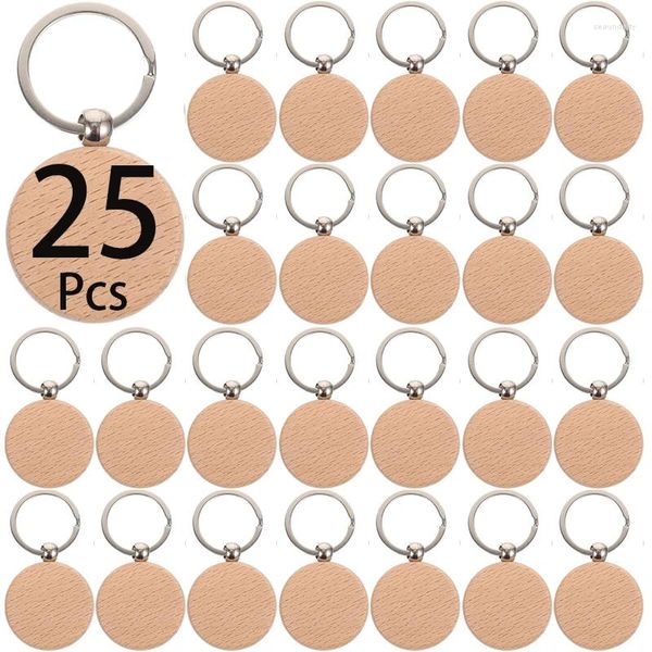 Keychains 25pcs Blanks ronds Blanks Keyrings Key Tag avec porte-clés