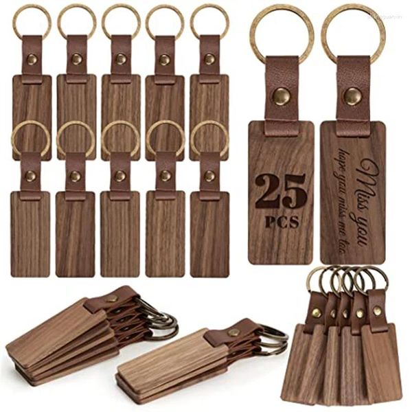 Porte-clés 25pcs blancs en bois en cuir porte-clés charmes pour bricolage diverses étiquettes clés nom