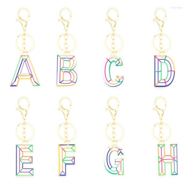 Porte-clés 26 Alphabet anglais résine lettres pendentif ligne créative acrylique porte-clés sac voiture porte-clés pour femmes petite amie bijoux