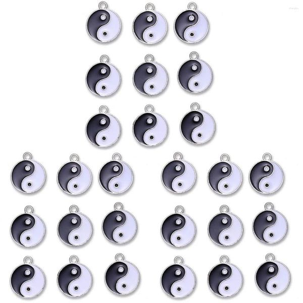 Porte-clés 27 pcs Tai Chi Yin Yang Charms Collier Boucles d'oreilles Pendentif Fabrication de bijoux