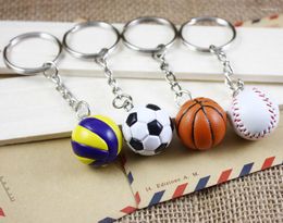 Porte-clés 2cm Sports PU Porte-clés Ball Mini Football Basketball Volleyball Rugby Softball Funny Key Ring Cars Boucle Petite chaîne cadeau