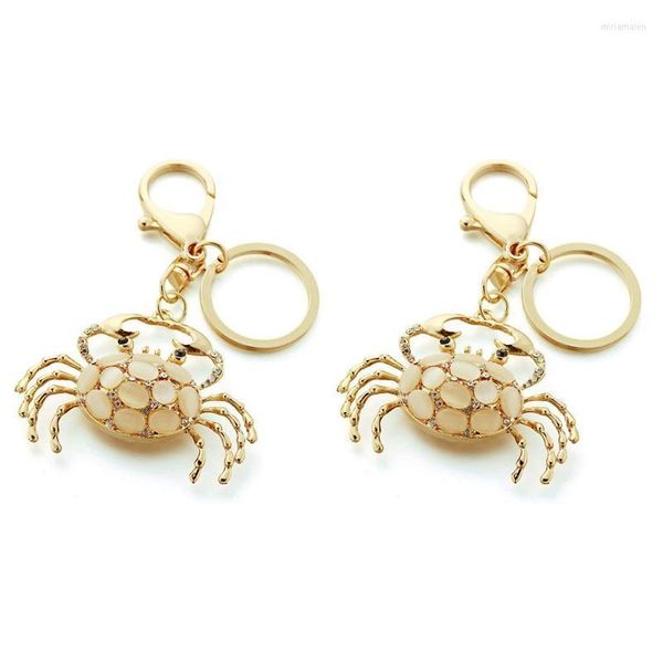Porte-clés 2 pièces porte-clés animaux pendentif crabe porte-clés en métal porte-clés de charme pour sac d'école de voiture décoration clé Miri22