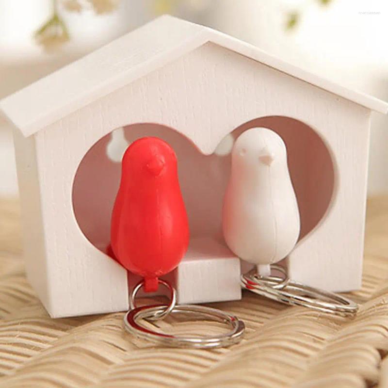 Nyckelringar 2st Bird Keychain Keyring 1 st Sparrow Birdhouse Wall Mount Key Ring Holder Decor