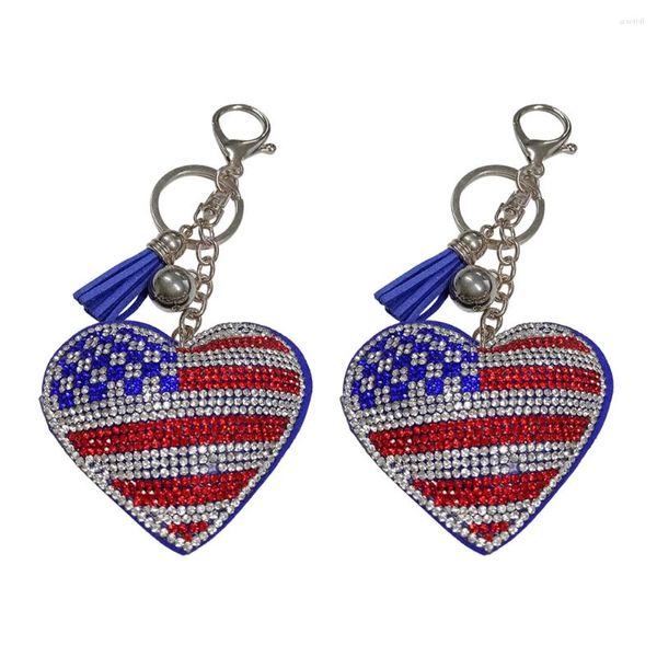 Porte-clés 2pcs créatif drapeau national américain design porte-clés sac de mode suspendu pendentif délicat pour homme femme