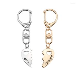 Llaveros 2 uds llavero de amigo mujeres hueco amor corazón amigos para siempre colgante BFF amistad joyería accesorios gota