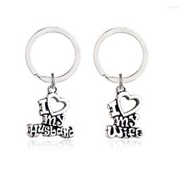 Porte-clés 2 pièces j'aime mon mari femme pendentif à breloque porte-clés porte-clés pour Couple anniversaire anniversaire bijoux cadeau