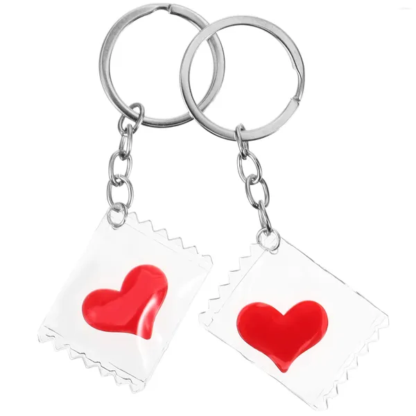 Llaveros 2pcs Llaveros Anillos de corazón Mochila Adornos Decoraciones colgantes para bolso de bolso