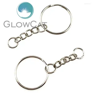 Keychains 2PCS Metal Split Ring Keychain Key FOB Connector 4 Link Chain Key-Ring Silver Color 5cm Long Diy Keyholder Chaveiro