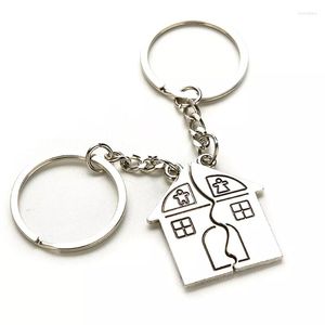 Porte-clés 2 pièces/ensemble Couple amoureux porte-clés maison chaude Type porte-clés Souvenirs saint valentin cadeau construit avec amour maison