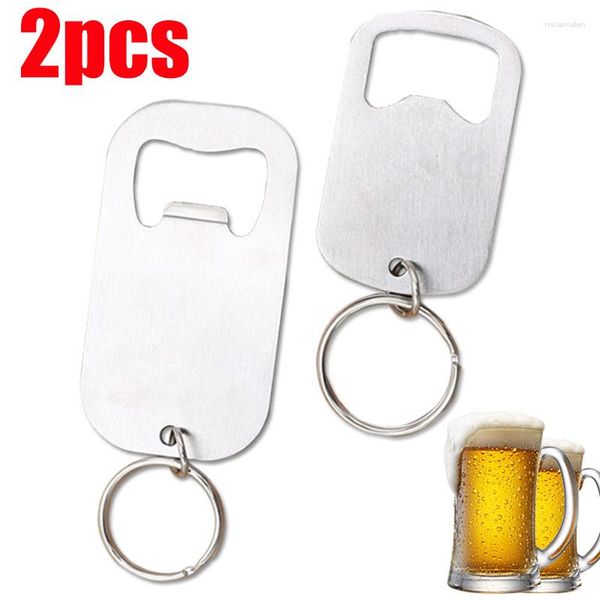 Porte-clés 2 pièces en acier inoxydable plat vitesse décapsuleur porte-clés décapant barre maison El professionnel chaînes de bière