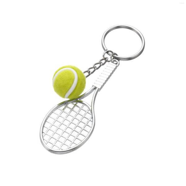 Porte-clés 2 pièces porte-clés en gros balle de Tennis chaîne de raquette cadeaux promotionnels créatifs sport métallique Mini raquette porte-clés