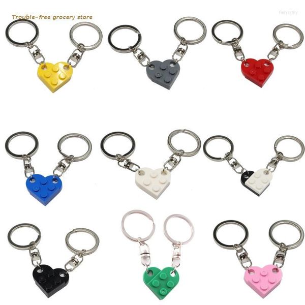 Porte-clés 2 pièces/ensemble mignon amour coeur brique porte-clés pour Couples amitié femmes hommes porte-clés anniversaire bijoux cadeau