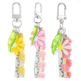 Sleutelhangers 3 stuks Daisy Flower Sleutelhanger Hangend Ornament Duurzaam Ring Zonnebloem Decoratie Plastic Vrouwelijk