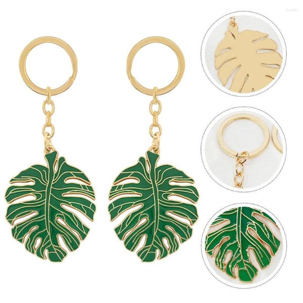 Porte-clés 3 pcs Monstera Feuille Porte-clés Plante Charmes Clés de voiture Sac à main Tropical Palm Alliage Creux