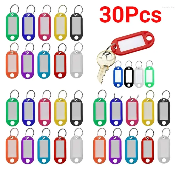 Porte-clés 30/10pcs multicolore porte-clés clé ID étiquette étiquettes bagage numéro El numéro carte de classification anneaux 5 couleurs