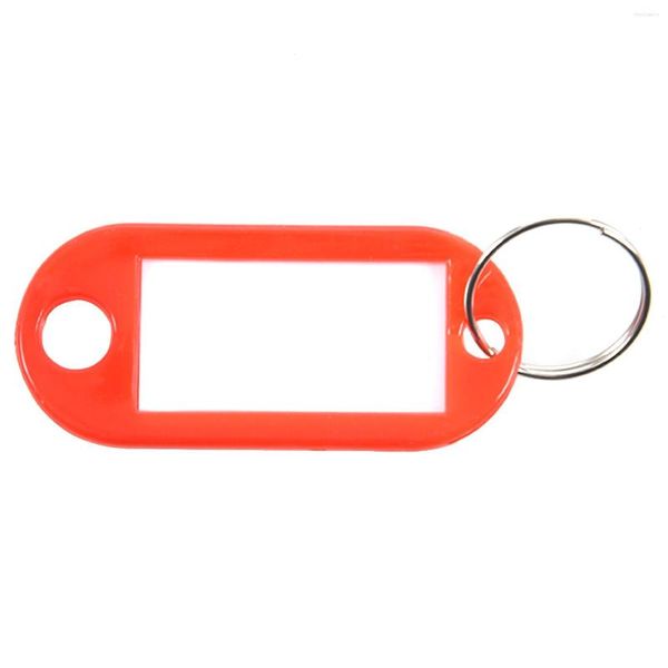Porte-clés 30 pièces porte-clés en plastique pour étiquette d'identification bagages-porte-clés avec plaque porte-nom couleur: rouge