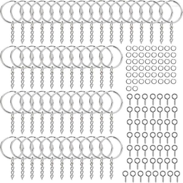 Llaveros 300 unids Llavero en blanco Anillos de llave divididos con cadenas Open Jump Eye Pins para manualidades DIY Joyería Fabricación de resina