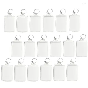 Porte-clés 300pcs Po Porte-clés Rectangle Transparent Blanc Acrylique Insert Cadre Photo Porte-clés Porte-clés DIY Anneau Fendu