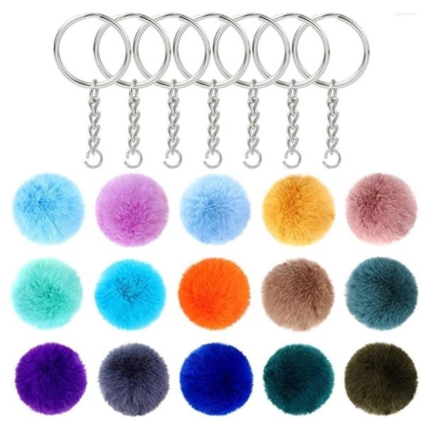 Porte-clés 30pcs Pom Poms Ball avec porte-clés Jump Chain Porte-clés Femmes Sac Pendentif Bijoux Porte-clés Charms