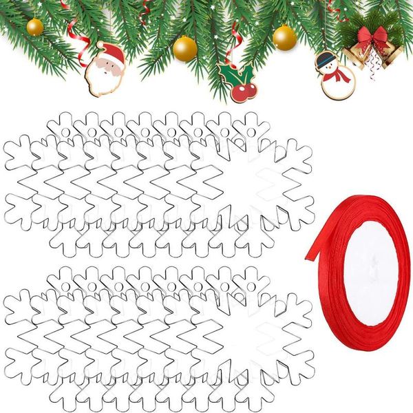 Porte-clés 30pcs / Set Acrylique Ornement de Noël Blanc Flocon de neige Forme Arbre Décorations suspendues pour Noël DIY Craft