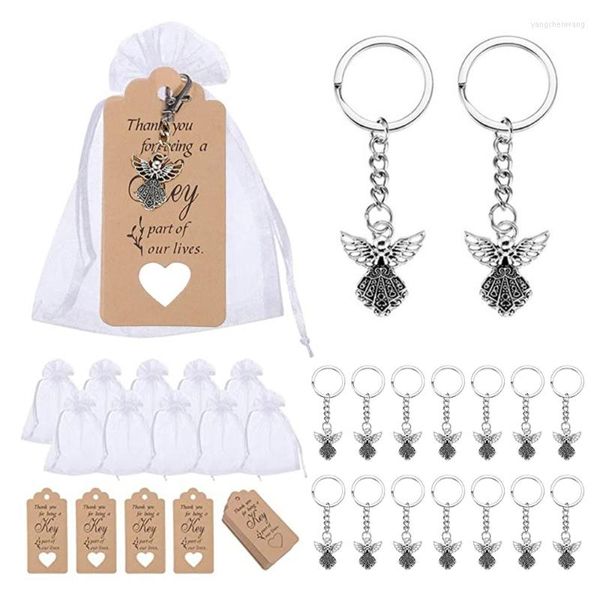 Porte-clés 30 pièces/ensemble ange pendentif porte-clés baptême cadeau porte-clés avec fil sac goutte