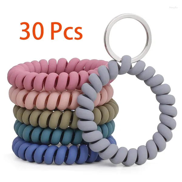 Porte-clés 30 pièces bracelet extensible porte-clés poignet porte-clés bracelet ressort flexible spirale bobine bande bracelet porte-anneau