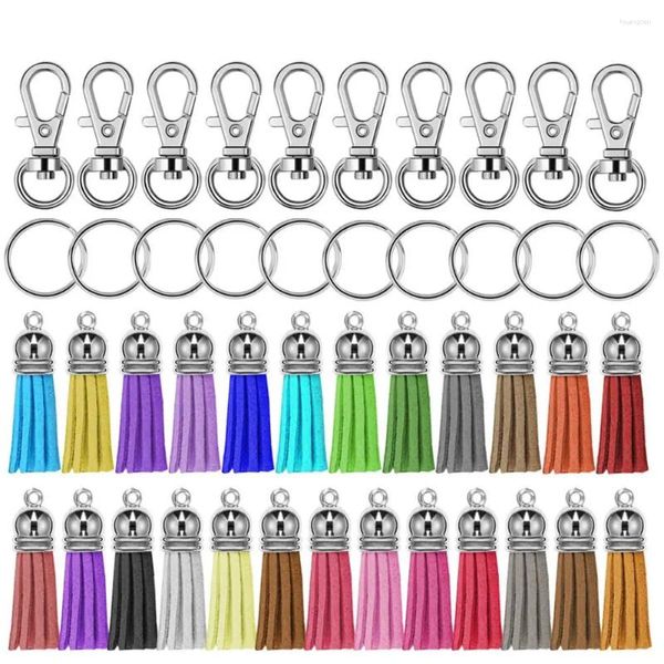 Keychains 30pcs Crochets pivotants avec des anneaux clés et des glandaux multicolores