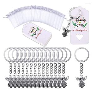 Porte-clés 30pcs Angel Porte-clés Faveur Pendentif Baptême Cadeau Porte-clés avec Merci Kraft Sac pour Kids269v