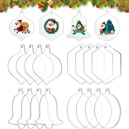 Sleutelhangers 32 stks acryl kerst ornament ronde hangende decor boom decoratie tags doe-het-zelf ambachten vakantie