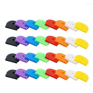 Keychains 32pcs Key Cap Tags Label ID Silicone Codering Kleuridentifier Cover 8 Kleuren Drop