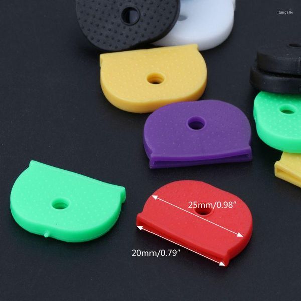 Porte-clés 32 pièces porte-clés étiquettes étiquette ID Silicone codage couleur identifiant couverture 8 couleurs J60E