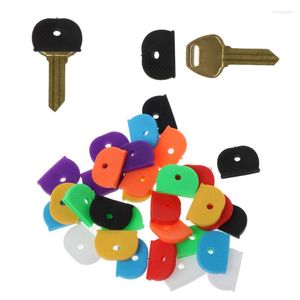 Keychains 32pcs Key Caps Tags Label ID Silicone coderende kleur Identifier Cover 8 kleuren